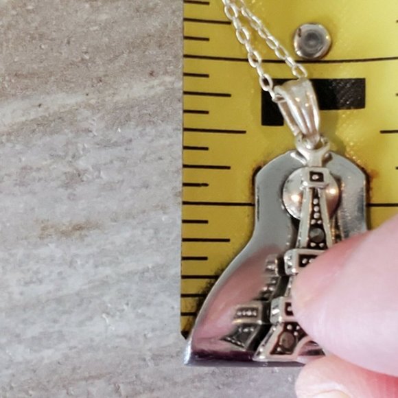 Silver Paris Eiffel Tower Pendant Necklace‎ 925 - Picture 9 of 10